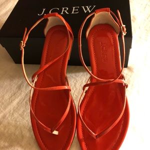 NEW, J CREW Tangier Orange Patent Sandals Size 8 1/2
